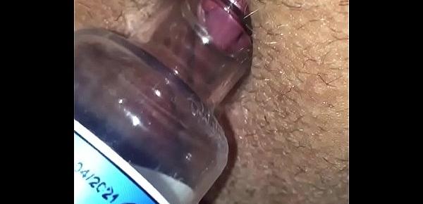  Wife clit play swollen and juicy home made sucking device